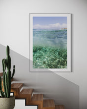 Load image into Gallery viewer, Contemporary staircase with a potted plant, visually complemented by the stunning Framed Coastal Wall Art - Oceana II, depicting a vibrant underwater scene.