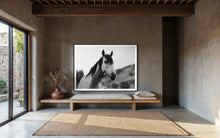 Load image into Gallery viewer, Inviting interior space accented with Horse Wall Art 'Perky Patrice 0213' by Addison Jones Studio, beautifully portraying a horse amidst a cozy and rustic aesthetic.