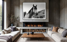 Load image into Gallery viewer, Sophisticated living area displaying the Horse Wall Art 'Perky Patrice 0213' by Addison Jones Studio, presenting a horse that adds warmth and character to the room.