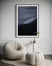 Load image into Gallery viewer, A chic reading nook featuring Limited Edition Beach Art Fine Art Prints titled 'Blue Waves' 1/25, created by an award winning photographer, providing a calming ambiance.