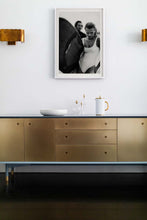 Load image into Gallery viewer, Euphoria Waves by Addison Jones Studio - a beautifully framed black-and-white image of a female surfer, enhancing the sophistication of the interior.