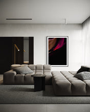 Load image into Gallery viewer, Chic lounge area featuring 'Mingle IV' by Addison Jones Studio, an exquisite example of modern red art for sale that enhances contemporary decor with vivid hues.