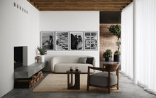 Load image into Gallery viewer, Charming interior featuring 'Riding Tide' framed art, depicting a serene moment of a woman on a surfboard, enhancing the coastal theme of the living space.