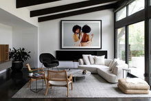 Load image into Gallery viewer, A stylish living room featuring Art Photography of twins framed on the wall, adding a touch of elegance and creativity to the contemporary decor.