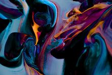 Load image into Gallery viewer, Close-up of colorful abstract painting featuring vibrant swirls and dynamic shapes, representing unique art for home decor and contemporary art.
