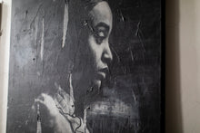 Load image into Gallery viewer, An abstract close-up of a woman's profile in mixed media street art, highlighting the depth and complexity of the artwork's surface.