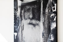 Load image into Gallery viewer, An artistic close-up of an elderly man’s face, rich in detail, crafted using mixed materials. This piece, 'Lost on the Range' by Addison Jones Studio, connects with street art and western art styles, available for sale.