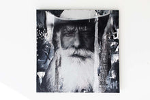 Load image into Gallery viewer, A gripping portrait capturing the essence of an elderly man, enriched with mixed media styles. This artwork, 'Lost on the Range' by Addison Jones Studio, represents street art and western art, currently available for sale.
