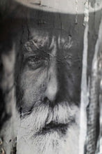 Load image into Gallery viewer, A depth-filled portrayal of an older man’s profile, layered with textural elements typical of street art. This striking piece, 'Lost on the Range' from Addison Jones Studio, captures the essence of western art and is available for sale.