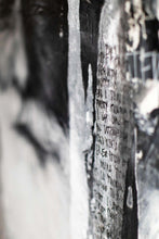 Load image into Gallery viewer, A striking close-up of a man’s portrait, rich in texture and emotion, layered with collage elements. This art piece, 'Lost on the Range' by Addison Jones Studio, embodies the street art and western art styles, available for sale.