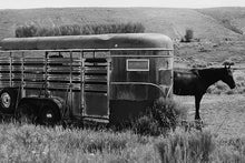 Load image into Gallery viewer, This black and white photograph titled "Rustic Roundup" was taken at a Rodeo in Grand Lake, Colorado. This is a limited edition, hand-signed piece with a certificate of authenticity.
 E D I T I O N:
 1/25