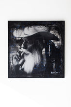 Load image into Gallery viewer, Intimate close-up of a Contemporary Art Cowboy artwork, focusing on artistic textures and layers that highlight the character of the subject.