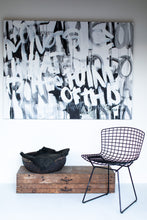 Load image into Gallery viewer, A detail shot of ‘Graffiti Art-With all I have,’ highlighting the intricacies of modern text art and graffiti art. The blend of white and black hues in this 60x48x1.5 original painting gives it an edgy look, perfect for lovers of bold, graphic design. Enhance your collection with this unique piece. 2021, black and white art, original artwork.