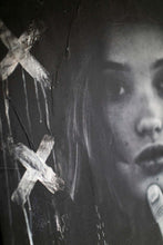 Load image into Gallery viewer, Artistic detail of a portrait depicting a young woman with black and white textures, showcasing Modern Art street art influences.