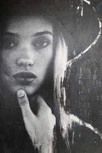 Load image into Gallery viewer, Close-up of a striking portrait featuring a young woman with a thoughtful expression, embodying Modern Art street art aesthetics.