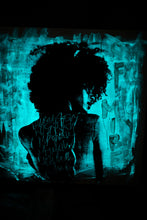 Load image into Gallery viewer, Striking visual of a modern art piece with glowing graffiti, showcasing the innovative use of materials and artistic technique.