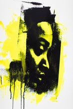 Load image into Gallery viewer, Neon Pop Art featuring a striking profile portrait in yellow and black, with drips of paint enhancing the artistic expression.