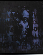 Load image into Gallery viewer, A close-up of street art featuring a colorful abstract face shrouded in shadows and overlapping text, emphasizing the deep emotions and dynamic colors in street art.