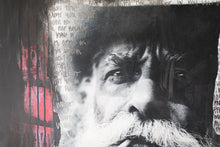 Load image into Gallery viewer, Street Art-Marlbaro Man vibrant portrait by Addison Jones focusing on the man's stern gaze intertwined with bold colors and text.