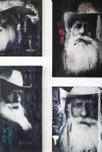 Load image into Gallery viewer, Street Art-Marlbaro Man display featuring four canvas artworks by Addison Jones, emphasizing the intricate styles and variations of the Marlbaro Man portrait.