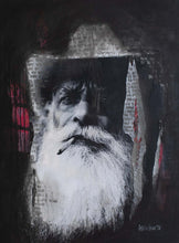 Load image into Gallery viewer, Street Art-Marlbaro Man in a striking art piece by Addison Jones, highlighting the old man's face with a hint of vibrant colors and text.