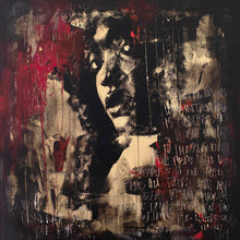 Load image into Gallery viewer, Street Art-Playing with Trash Polka
“Playing With Trash Polka” is street art that features original portrait photography. It features strong blacks and reds with gold leaf on canvas. This is a hand-signed piece with a certificate of authenticity.