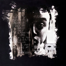 Load image into Gallery viewer, Street Art-The Girl in the Silver
"The Girl in the Silver" is street art on stretched canvas featuring Jones' portrait photography. The portrait photography was screened over silver leaf. This is a hand-signed piece with a certificate of authenticity.