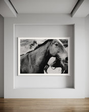 Load image into Gallery viewer, Elegant interior with &#39;Stammering Stallion&#39; Horse Wall Art by Addison Jones Studio displayed prominently in a refined gallery-style setting, perfect for art lovers.
