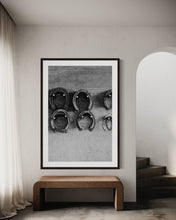 Load image into Gallery viewer, Limited Edition Western Art - Shoe Store 0217 Hand-Signed Artwork displayed in a modern interior featuring a large framed print of horseshoes.
